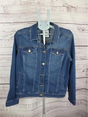 Sonoma Goods For Life Women's L Blue Denim Jacket The Everyday Button Up - K4